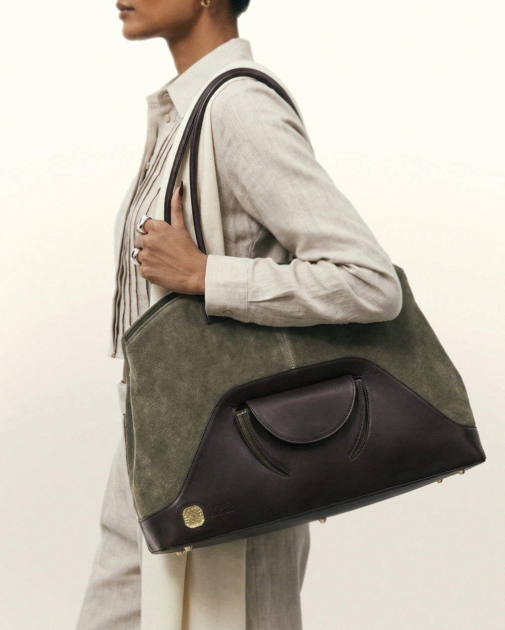 One11 - Large tote bag in supple Leather & Suede